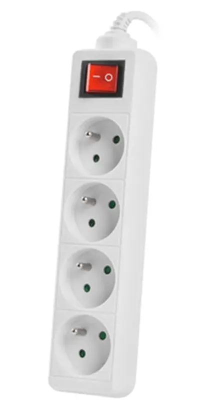 Разклонител Lanberg power strip 1.5m, 4 sockets, french with circuit breaker quality-grade copper cable, white