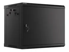 Комуникационен шкаф Lanberg rack cabinet 19' wall-mount 9U600x450 for self-assembly with metal door  black (flat pack)