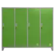 Метален гардероб BTL JZ с 4 отделения 150x159x40 см зелен с 4 затворени врати и заключване