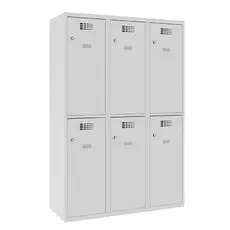 Метален гардероб 6 отделения 180х120х50 см - сив, сниман отпред, затворени врати