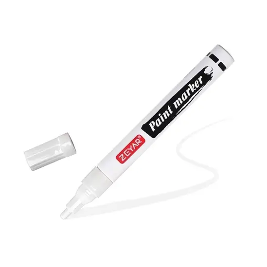 Перманентен лаков маркер Zeyar бял с отворена капачка