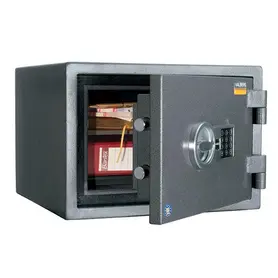 Метален сейф PMT комбиниран RF 32 EL - отворен, с документи вътре