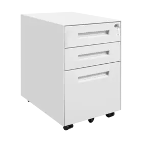 Метален контейнер Z BTL с 3 чекмеджета - сниман отстрани, затворени врати, бял