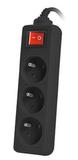 Разклонител Lanberg power strip 1.5m, 3 sockets, french with circuit breaker quality-grade copper cable, black