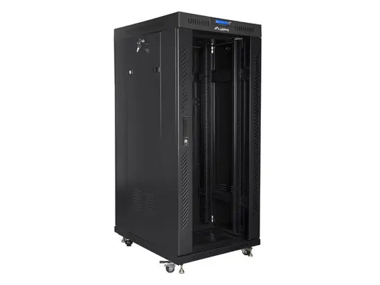 Комуникационен шкаф Lanberg rack cabinet 19' free-standing 27U800x1000 (flat pack) with glass door lcd black v2