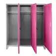 Метален гардероб детски BTL JZ с 3 отделения 150x120x40 см- отворен, розов