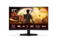 Монитор AOC C27G42E, 27' Curved 1500R, VA, WLED, 1920x1080@180Hz, 1ms GtG, 0.5ms MPRT, 300cd m2, 3000:1, 80M:1 DCR, Adaptive Sync, FlickerFree, Low Blue Light, 2Wx2, Tilt, 2xHDMI, DP