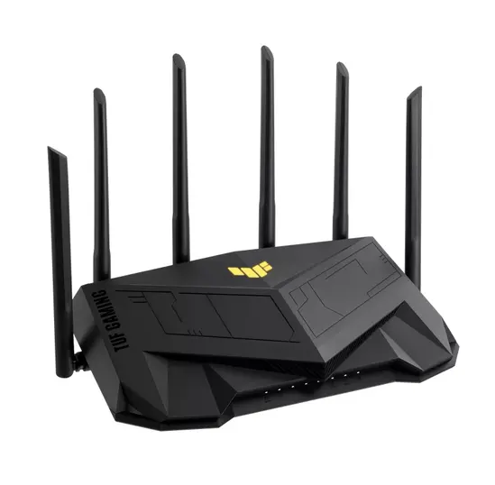 Рутер Asus Gaming Wireless TUF Router AX6000, Dual-Band, Quad-Core 2.0GHz CPU, 256MB512MB FlashRAM, 2.5G dual-port, AiProtection Pro, Adaptive QoS, VPN Fusion, IPTV, OFDMA, MU-MIMO, Beamforming, Link Aggregation, Port forwarding, AiM, Black