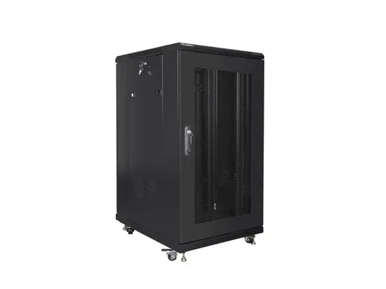 Комуникационен шкаф Lanberg rack cabinet 19' free-standing 22U600x800 (flat pack) with mesh door black