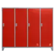 Метален гардероб BTL JZ с 4 отделения 150x159x40 см червен с 4 затворени врати и заключване