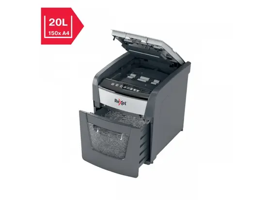 Шредер Rexel Optimum Auto+ 50X - с отворен капак