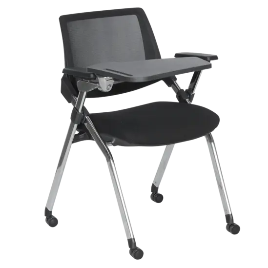 Посетителски стол АЛБА- сниман отпред, с масичка, хромирани крака