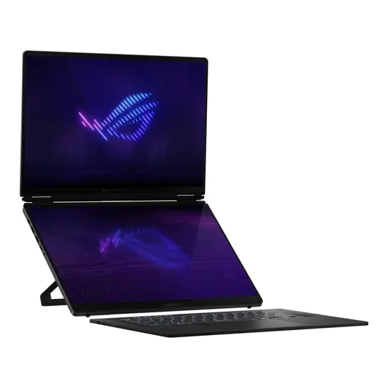 Лаптоп Asus ROG Zephyrus Duo 16, GX651AX-SR086X, Intel Ultra 9 16.0 OLED WQXGA+(WQ+) 2880X1800 16:10 Bend+500nits(HDR 1100nits) Glare DCI-P3:100%,120 HzLPDDR5X 64GB (onbd) ,2TB G4,RTX5090 24 GB G5,Wi-Fi 7 ,Backlit Kbd 1-Zone RGB, Windows 11 Pro,Stell