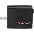Зарядно устройство Verbatim Mini GaN Charger 65W 2 Port retractable cable display US plugs with EU and UK adaptors