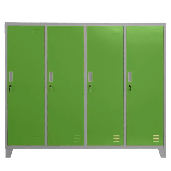 Метален гардероб BTL JZ с 4 отделения 150x159x40 см зелен с 4 затворени врати и заключване