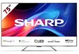 Телевизор Sharp 75GP7265E, 75" QLED Google TV, 4K Ultra HD 3840x2160 Frameless, AQUOS, DVB-TT2CSS2, Active Motion 1200, HDR10, Dolby Atmos, Dolby Vision, Google Assistant, HARMANKARDON, Chromecast Built-in, HDMI 2.1 with eARC, Aluminium finish, USB, 