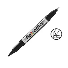Перманентен маркер Flexoffice двувърх черен 0.4-1 mm