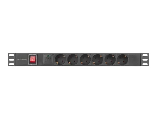 Разклонител Lanberg power distribution unit (pdu) 19' 1U 16a 2m 6x schuko outlets black