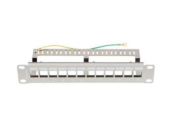 Пач панел Lanberg patch panel blank 12 port 1U 10' ftp for keystone modules grey v2