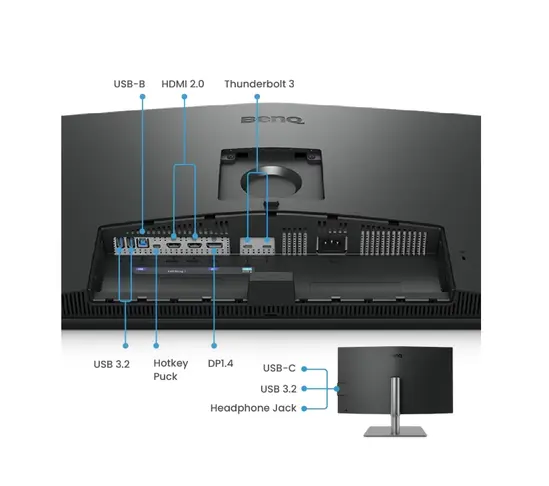 Монитор BenQ PD3225U, 32", 4K Designer Monitor, AQCOLOR, IPS Black, 2000:1, 98% P3, 100% sRGB, 100% Rec.709, Factory Calibrated, Calman Verified, Pantone SkinTone, HDR10 and HDR 400,  M-Book mode, Daisy chain via Thunderbolt 3, PD85W, DPAlt Mode, HDMI 2.0