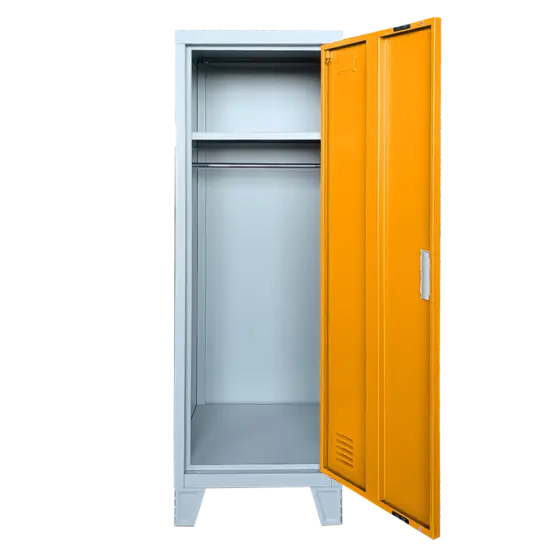 Метален гардероб детски BTL с 1 отделение- отворен, празен, оранжев