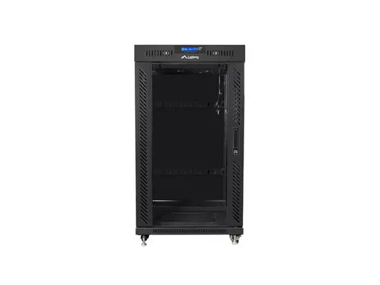 Комуникационен шкаф Lanberg rack cabinet 19' free-standing 22U800x800 (flat pack) with glass door lcd black v2
