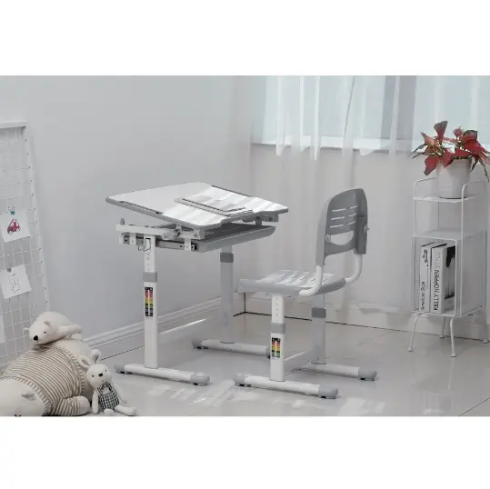 Комплект ученически чин и стол 201 сив