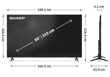 Телевизор Sharp 85HP5265E, 85' QLED Google TV, 4K Ultra HD  3840x2160 Frameless, 1 000 000:1, AQUOS, DVB-T/T2/C/S/S2, Active Motion 1000, HDR10, Dolby Atmos, Dolby Vision, Google Assistant, Google Cast, HDMI 2.1 with eARC, 3.5mm Headphone jack / line-out,