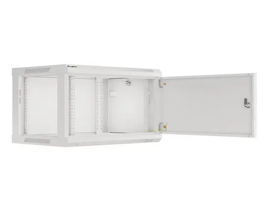 Комуникационен шкаф Lanberg rack cabinet 19' wall-mount 6U600x450 for self-assembly with metal door grey (flat pack)