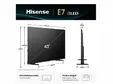 Телевизор Hisense 43" E7Q, 4K Ultra HD 3840x2160, QLED, Quantum Dot, HDR 10+, HLG, Dolby Vision, Light Sensor, Smart TV, WiFi 5GHz, WiFi Direct, BT, Anyview Cast, 3xHDMI, 2xUSB, LAN, CI+, DVB-T2CS2, Black