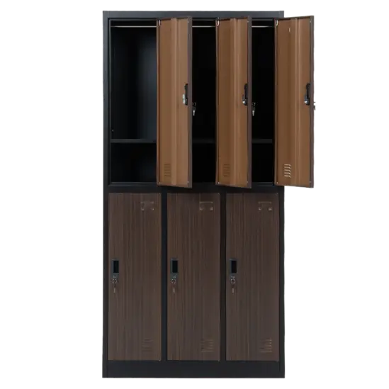 Метален гардероб BTL L с 6 отделения 185х90х45 см- с три отворени врати, празен