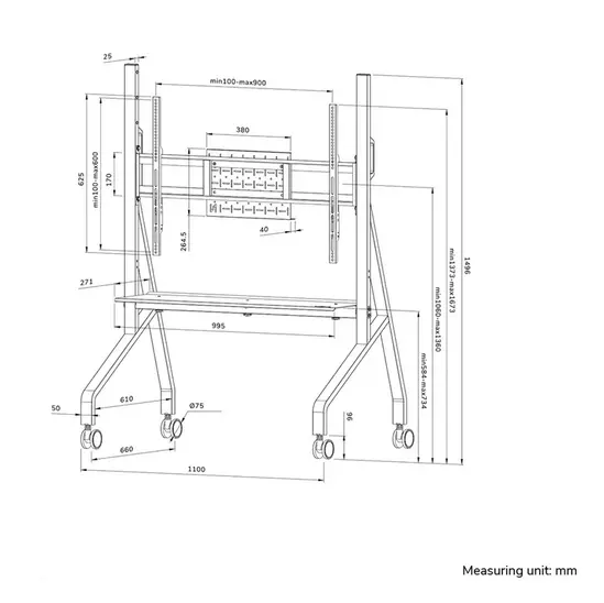 Стойка Neomounts Move Go Mobile Floor Stand (fast install, height adjustable)