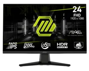 Монитор MSI MAG 242F, 23.8", 0.5ms, 200Hz, Rapid IPS, 1920x1080 (FHD), 16:9, AMD FreeSync Premium, 89% DCI-P3, AG, HDR Ready, 300 nits, 1000:1, DCR 100M:1, DP(1.2a), HDMI 2.0b, Tilt, VESA, Black, 3kg