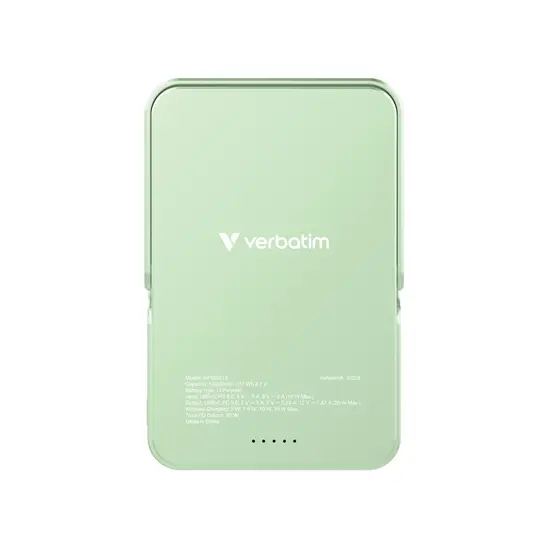 Външна батерия Verbatim Charge 'n' Go Power Bank with Stand Magnetic Wireless 10000mAh Green