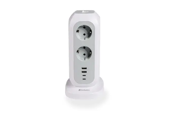 Разклонител Verbatim EUPT-01 EU Power Tower 11 AC with 2 x USB-C  2 x USB-A