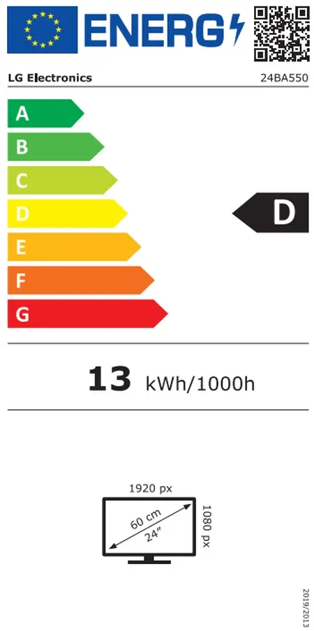 Монитор LG 24BA550-B, 23.8' IPS LED AG, 200cdm2, Full HD 1920x1080, 100Hz, sRGB 95% , D-Sub, Display Port, HDMI, USB 5 Gbps, Speaker 2W x 2, Tilt, Height, Swivel, Pivot, Reader Mode, LG Switch app, Black