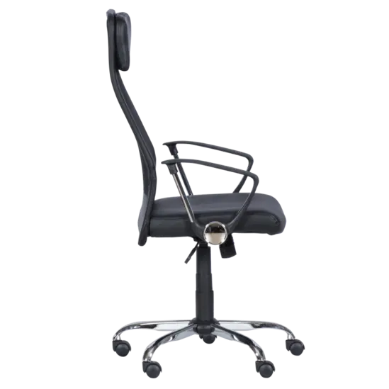 Директорски стол ВЕЛИСЛАВ- снимка отстрани, хромирана кръстачка