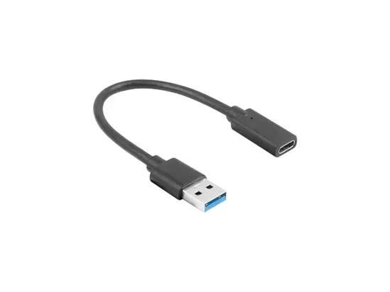 Кабел Lanberg USB-C (F) - USB-A(M) cable 0.15 m, black