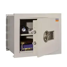 Метален сейф PMT за вграждане 36 EL - отворен, с ценности вътре