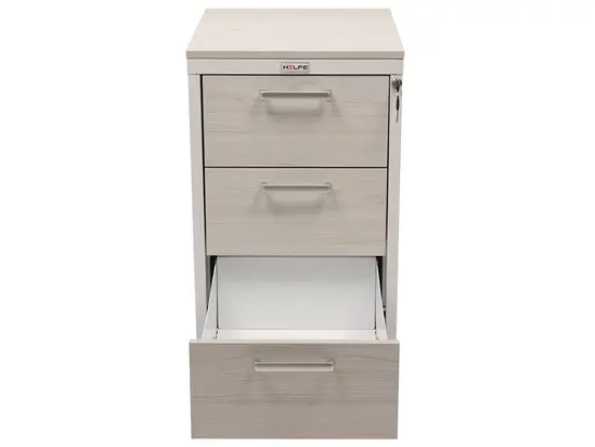 Медицински контейнер PMT TPL8 - сниман отпред, с долното чекмедже отворено, сив на цвят