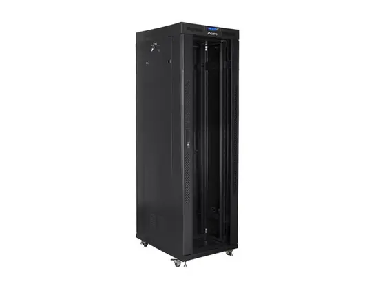 Комуникационен шкаф Lanberg rack cabinet 19' free-standing 42U800x800 (flat pack) with glass door lcd black v2