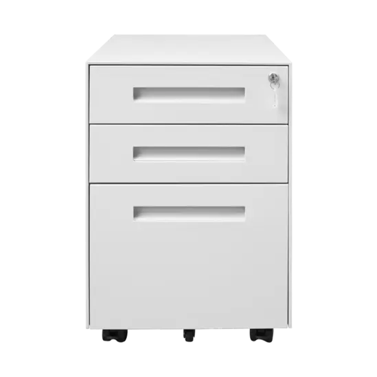 Метален контейнер Z BTL с 3 чекмеджета - сниман в профил, затворени врати, бял