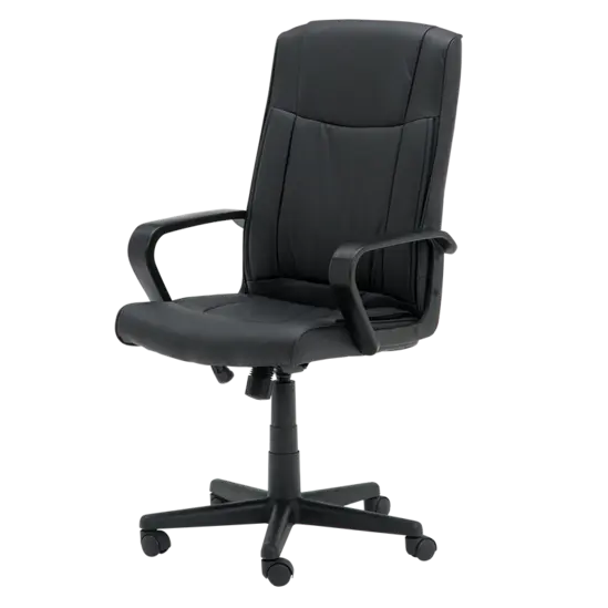 Директорски стол МИХАИЛ -сниман отстрани, черни фиксирани подлакътници