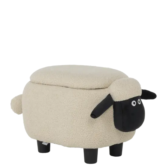 Табуретка детска с ракла овца-бежов цвят, снимка отстрани
