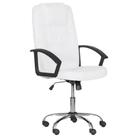 Директорски стол ГРЕГ- снимка отпред, бял цвят, еко кожа