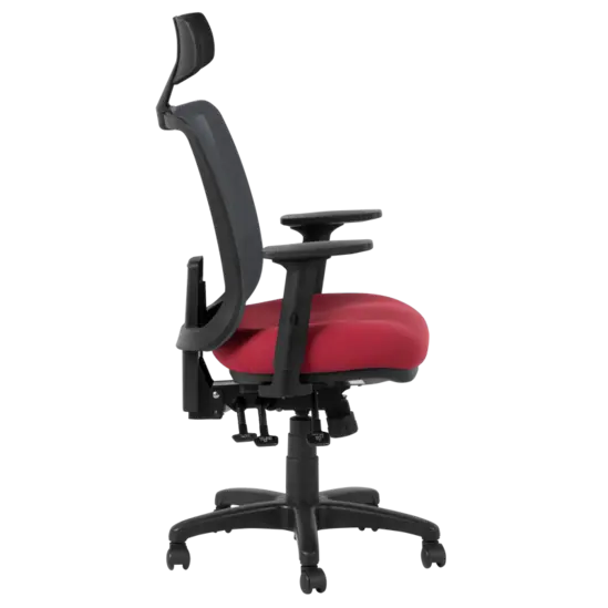 Работен стол ЗЕЛУС-снимка отстрани, червена дамаска