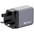 Зарядно устройство Verbatim GNC-65 GaN Charger 3 Port 65W USB AC (EUUKUS)