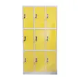 Метален гардероб с 9 отделения 90x45x185 см 3 цвята - жълт, сниман в профил, затворен