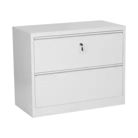 Метална картотека J BTL с 2 чекмеджета - сива на цвят, снимана отстрани, със затворени чекмеджета