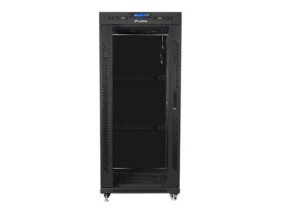 Комуникационен шкаф Lanberg rack cabinet 19' free-standing 27U800x1000 (flat pack) with glass door lcd black v2